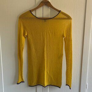 Used Sheer Yellow & Metallic Louis Vuitton Long-Sleeve Top (Sz S)